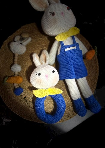 Renkli Tavşan Diş Kaşıyıcı ve Çıngırak Seti - Görsel 3