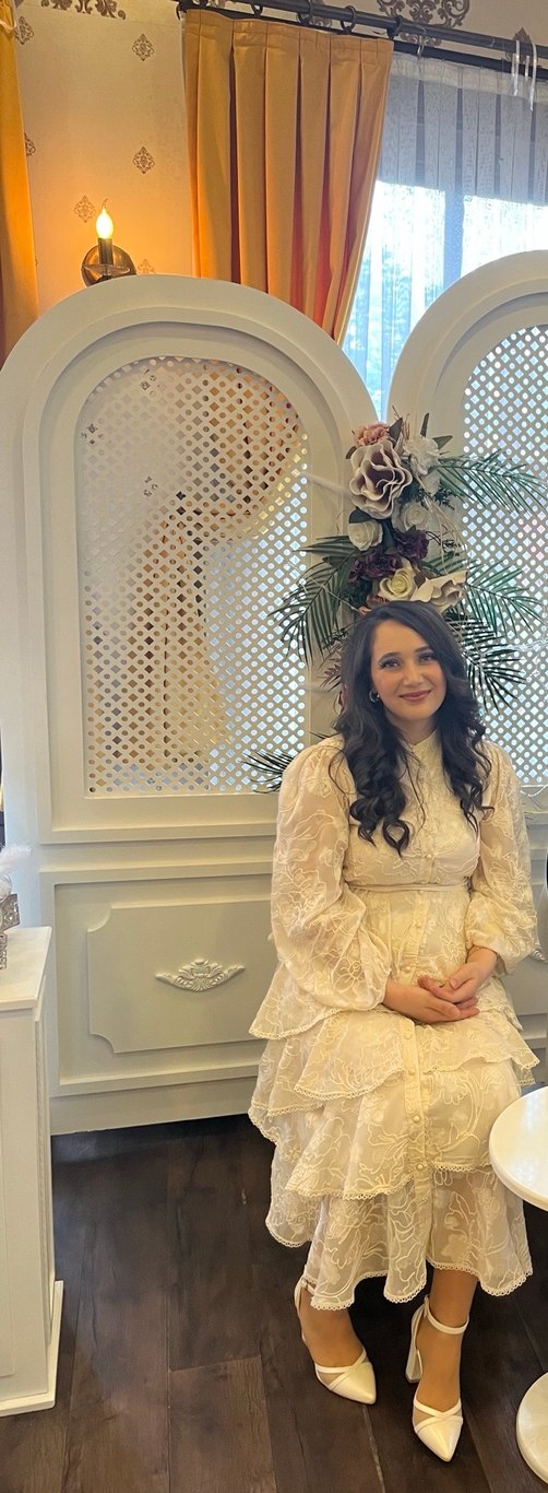 Nakışlı Beyaz Uzun Keten Elbise - Görsel 5