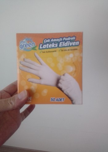 Beyaz Elastik Lateks Eldiven 50'li - Görsel 3