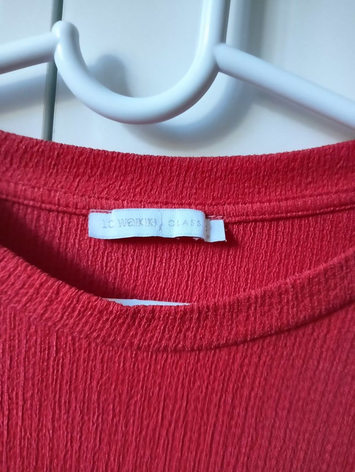 Kırmızı Kadın Uzun Kollu Tunik Elbise - Görsel 2