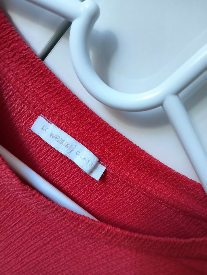 Kırmızı Kadın Uzun Kollu Tunik Elbise - Görsel 5