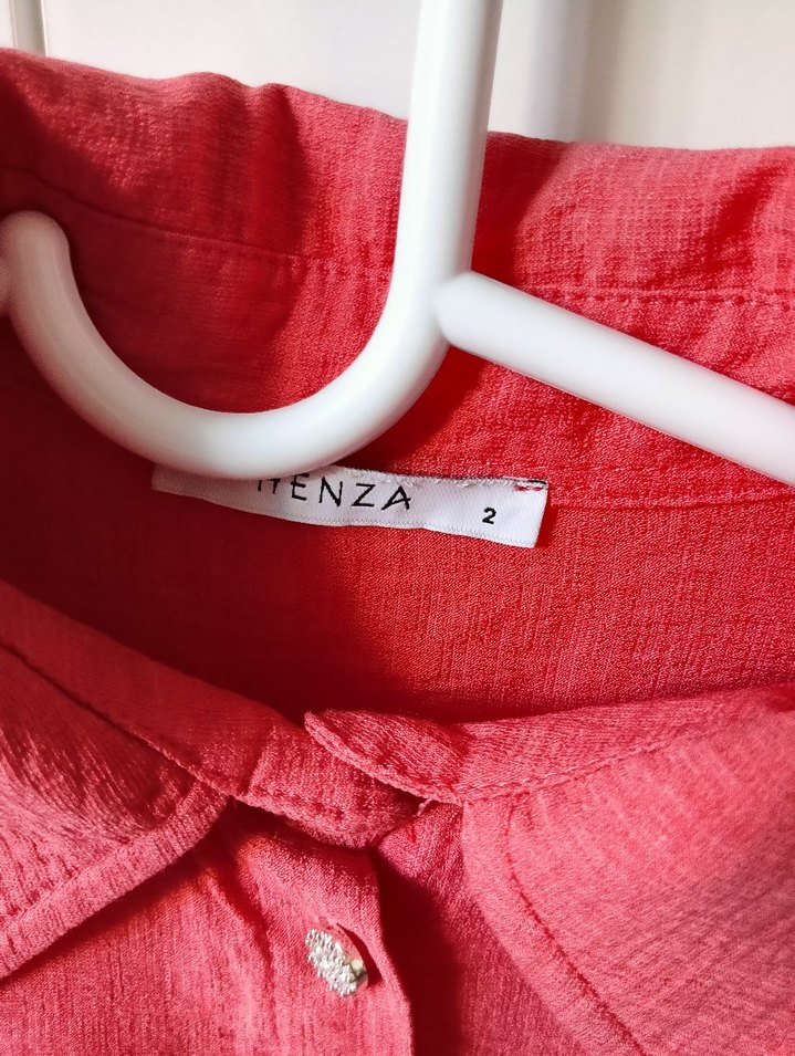 Kız Çocuk Pembe Keten Düğmeli Gömlek - Görsel 3