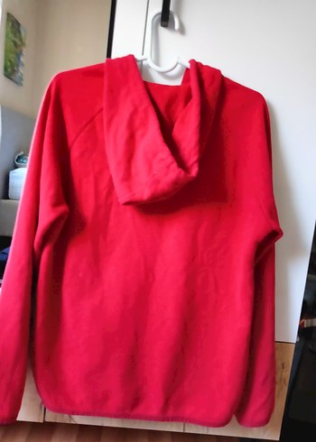 Kadın Kırmızı Fermuarlı Kapüşonlu Sweatshirt - Görsel 3