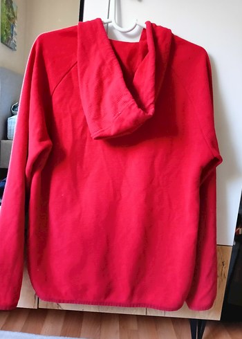 Kadın Kırmızı Fermuarlı Kapüşonlu Sweatshirt - Görsel 4