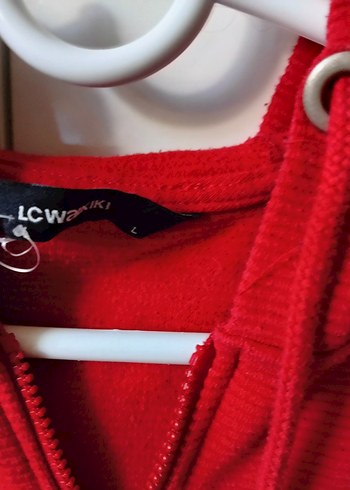 Kadın Kırmızı Fermuarlı Kapüşonlu Sweatshirt - Görsel 2