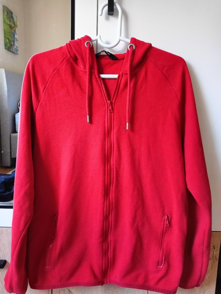 Kadın Kırmızı Fermuarlı Kapüşonlu Sweatshirt - Görsel 5