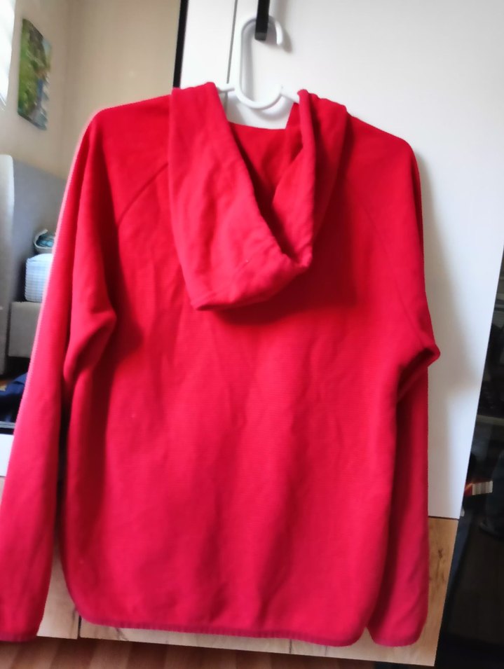 Kadın Kırmızı Fermuarlı Kapüşonlu Sweatshirt - Görsel 3