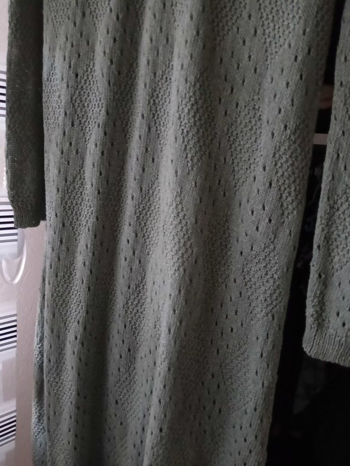 Gri Bohem Uzun Kollu Örgü Elbise - Görsel 5