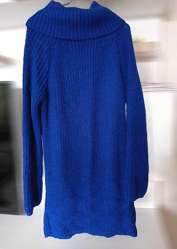 Mavi Triko Boğazlı Kadın Kazak - Görsel 3