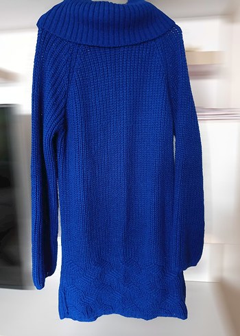 Mavi Triko Boğazlı Kadın Kazak - Görsel 4