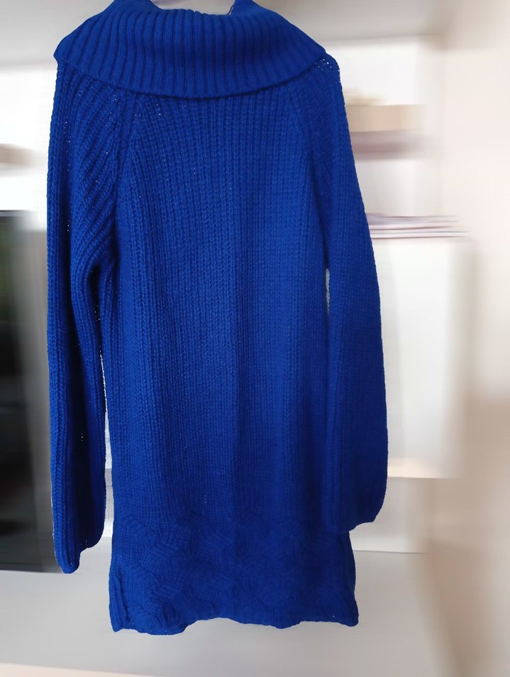 Mavi Triko Boğazlı Kadın Kazak - Görsel 5