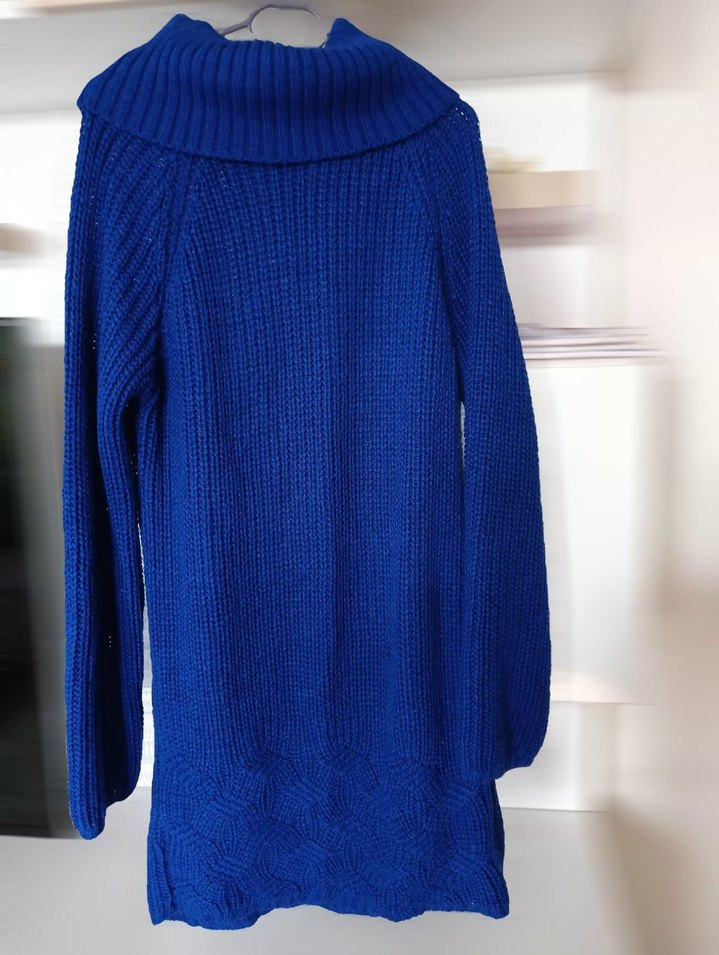 Mavi Triko Boğazlı Kadın Kazak - Görsel 2