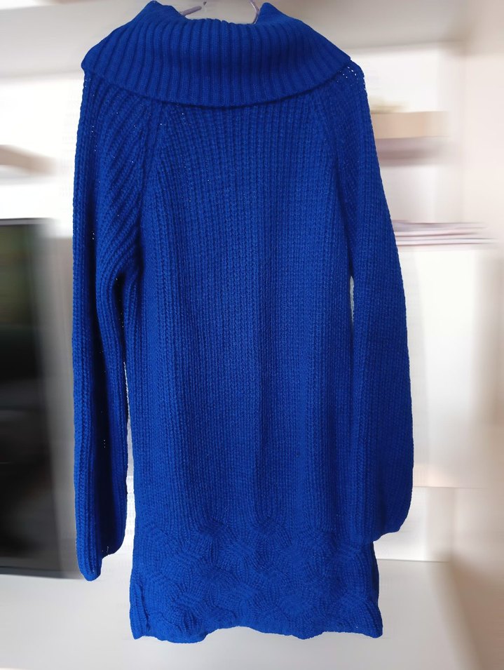 Mavi Triko Boğazlı Kadın Kazak - Görsel 3