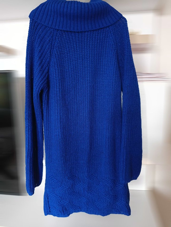 Mavi Triko Boğazlı Kadın Kazak - Görsel 4