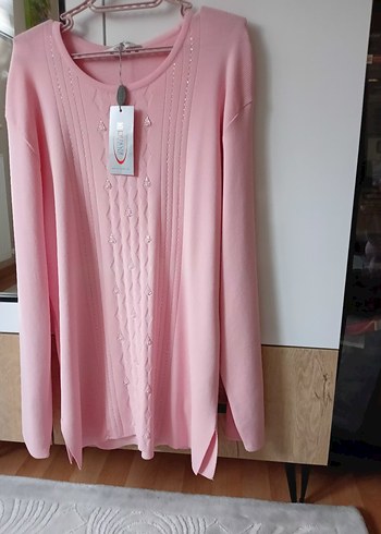 Pembe Kadın Uzun Kollu Triko Kazak - Görsel 3