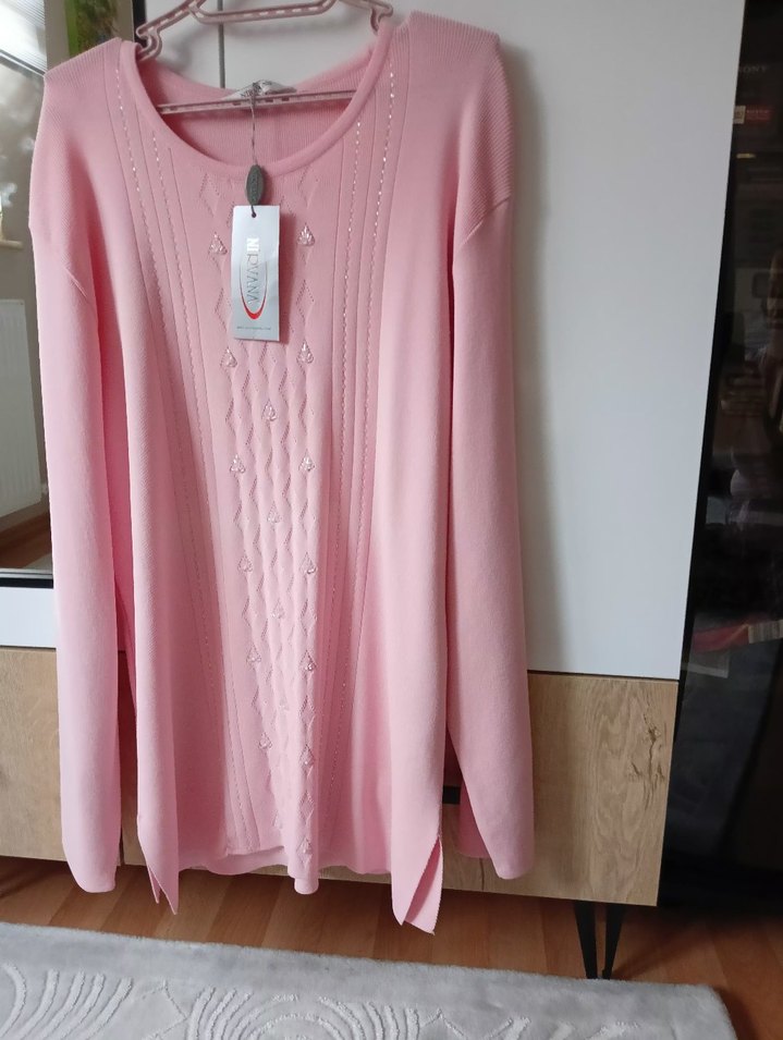 Pembe Kadın Uzun Kollu Triko Kazak - Görsel 3