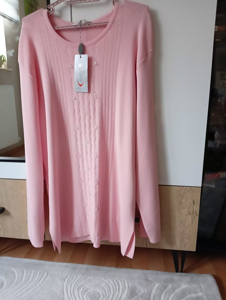 Pembe Kadın Uzun Kollu Triko Kazak - Görsel 2