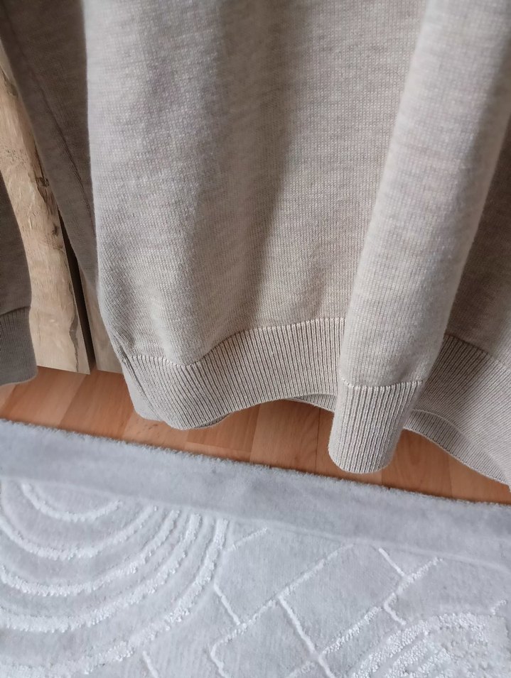 Bej Erkek Yün Kazak, Bisiklet Yaka, Rahat Kesim - Görsel 5