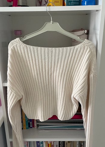 Kayık yaka triko kazak - Görsel 2