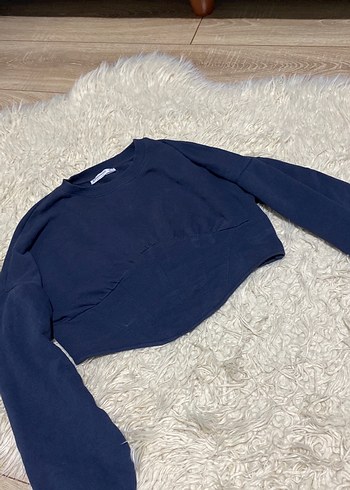 Stradivarius Kadın Mavi Uzun Kollu Sweatshirt