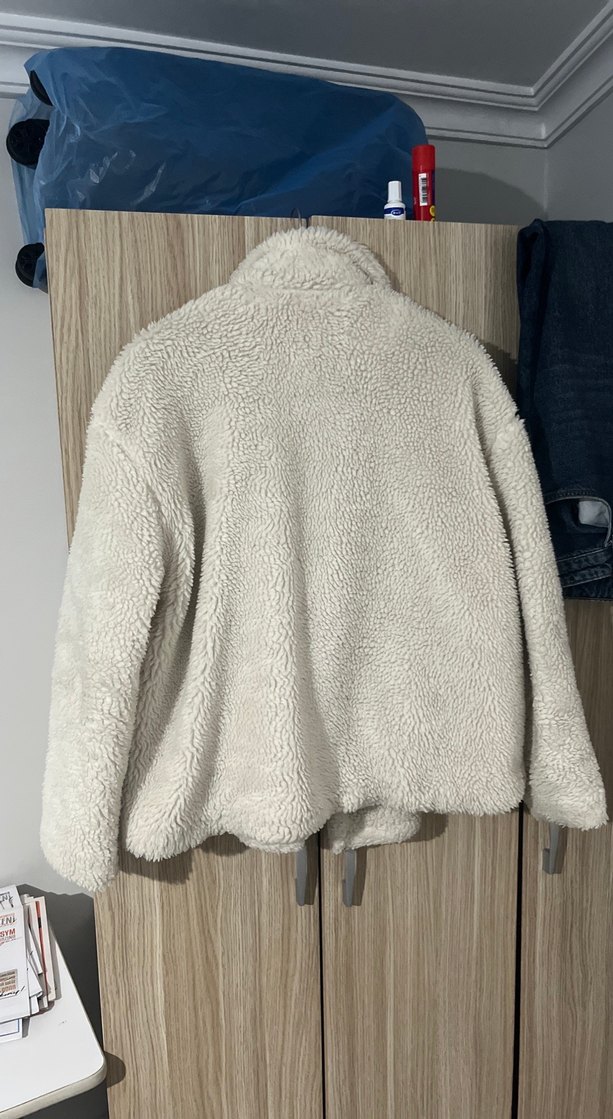 Defacto Beyaz Peluş Kadın Kaban - Görsel 3