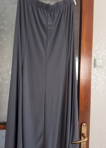 xl Beden Gri Uzun Salaş Drapeli Etek