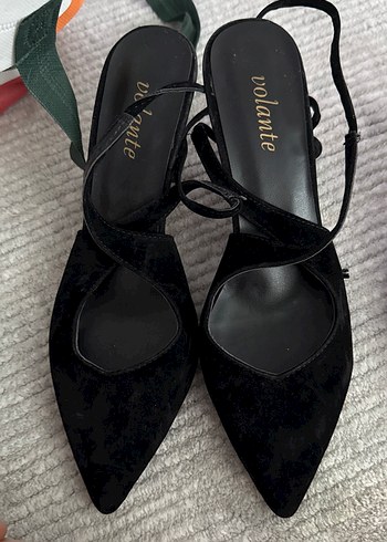 Volante Siyah süet Bağcıklı Stiletto