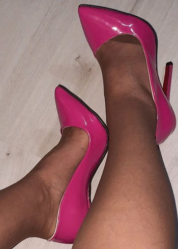 Pembe Rugan Stiletto Kadın Ayakkabı - Görsel 4