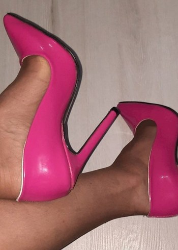 Pembe Rugan Stiletto Kadın Ayakkabı - Görsel 3