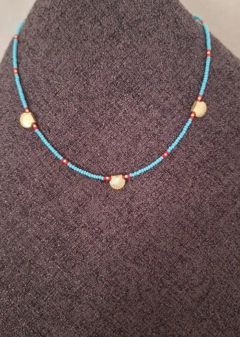 Boncuklu Turkuaz Mini Bohem Kolye - Görsel 2