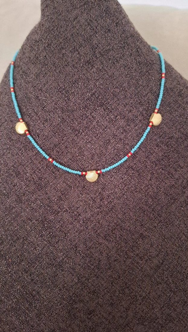 Boncuklu Turkuaz Mini Bohem Kolye - Görsel 2