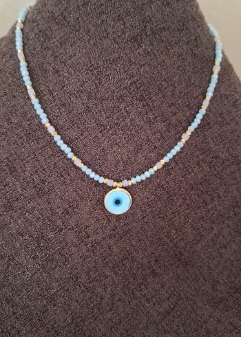 Boncuklu Turkuaz Bohem Mini Kolye - Görsel 2