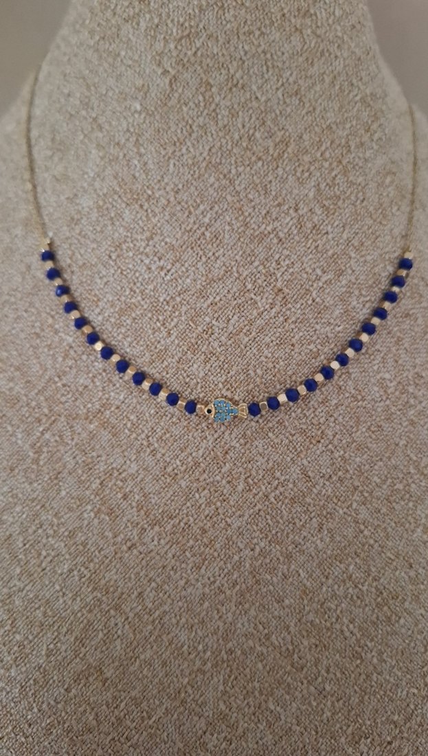 Mavi Boncuklu Bohem Kadın Kolye - Görsel 2