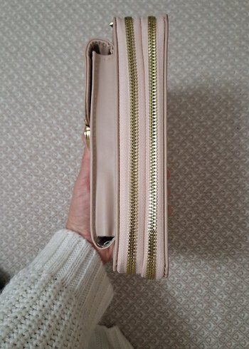 Bej Nakışlı Deri Kadın Çapraz Çanta - Görsel 5