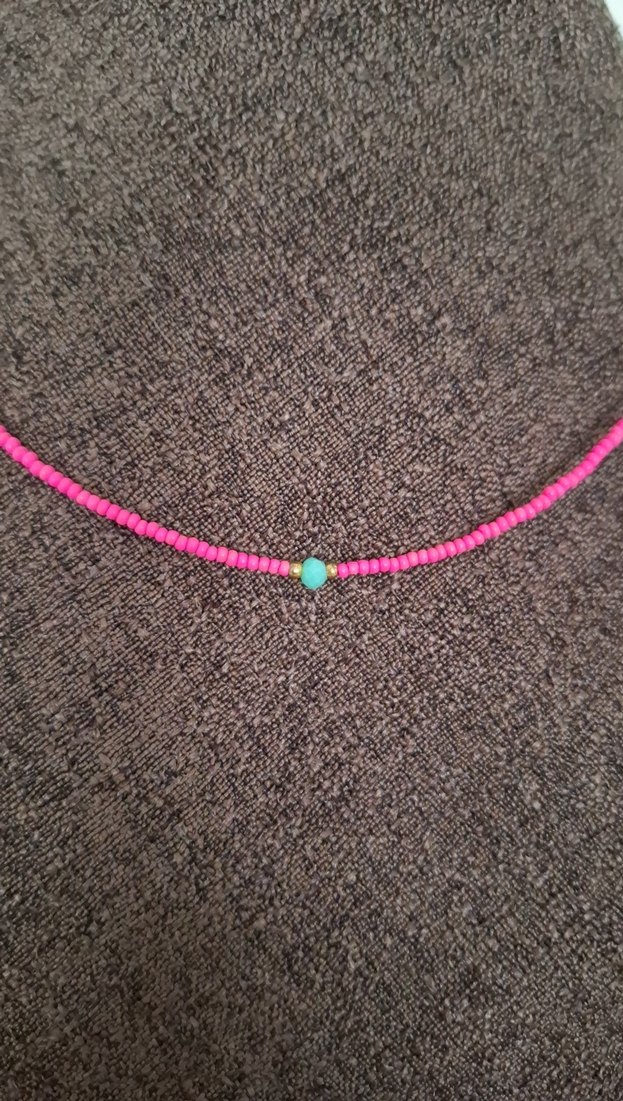 Pembe Mini Boncuklu Kadın Kolye - Görsel 2