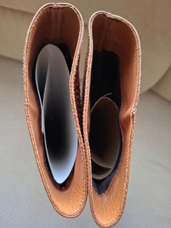 Kahverengi Deri Yılan Desenli Topuklu Kadın Çizme - Görsel 4