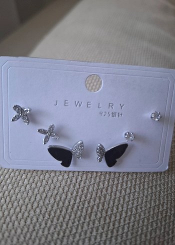 Siyah Minik Kelebekli 6'lı Küpe Seti - Görsel 2