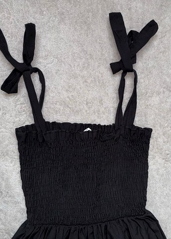 s Beden Siyah Midi Strappy Basic Elbise