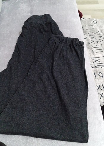 Gri Bol Kesim Keten Kadın Pantolon - Görsel 2