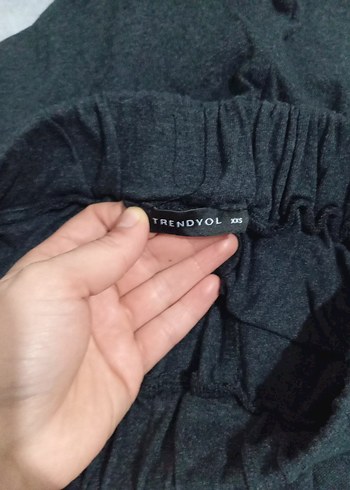 Gri Bol Kesim Keten Kadın Pantolon - Görsel 3