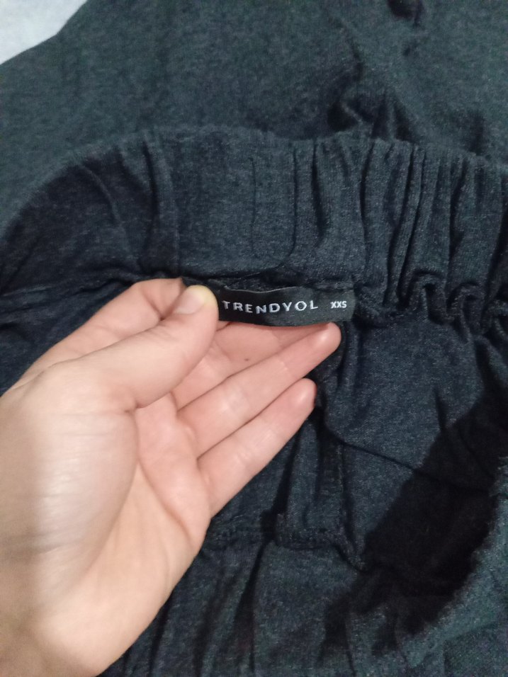 Gri Bol Kesim Keten Kadın Pantolon - Görsel 3