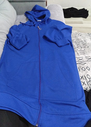 Mavi Fermuarlı Kadın Sweatshirt - Görsel 4