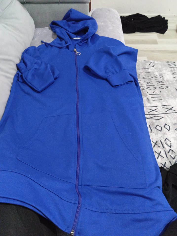 Mavi Fermuarlı Kadın Sweatshirt - Görsel 4