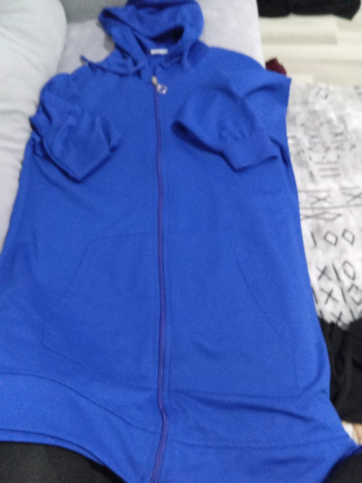 Mavi Fermuarlı Kadın Sweatshirt - Görsel 3