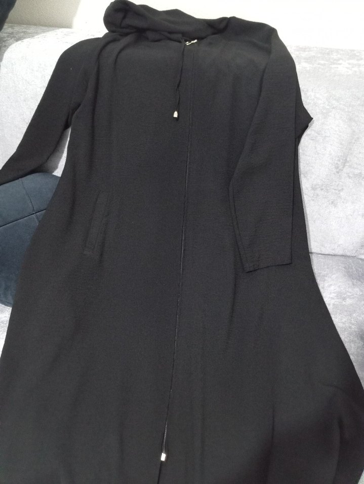 Düğmeli Siyah Uzun Hamile Ceketi - Görsel 4