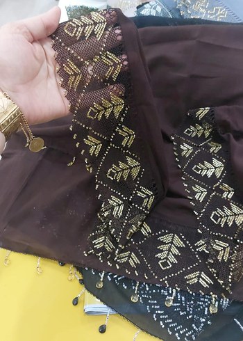 Boncuk İşlemeli Siyah Kadın Şal - Görsel 5