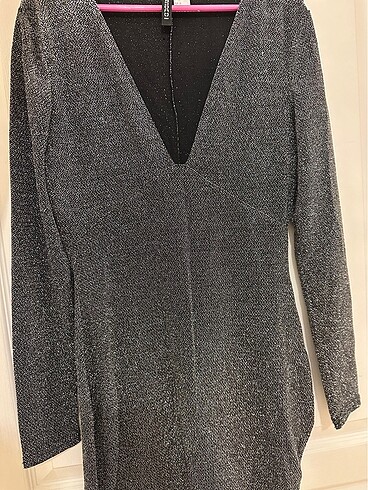 H&M Mini gri simli abiye elbise