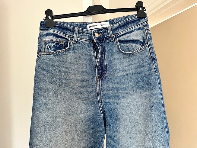 38 Beden Bershka oversize uzun bol paça jean