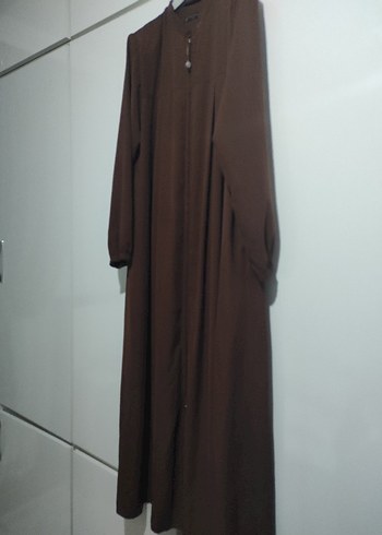 Bej Drapeli Uzun Kollu Kadın ferace - Görsel 5