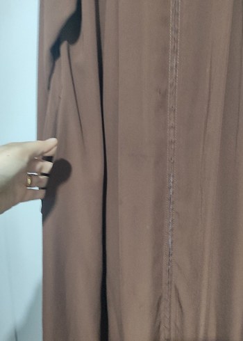 Bej Drapeli Uzun Kollu Kadın ferace - Görsel 2